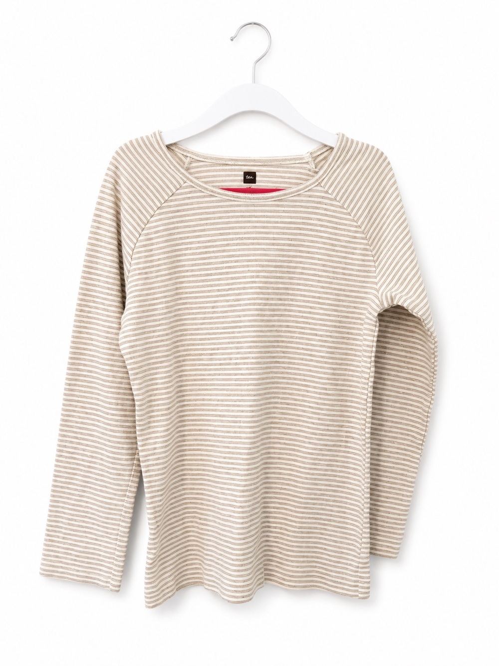 Tea Collection Beige and White Striped Long Sleeve Tee